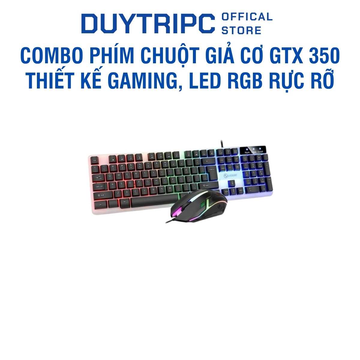 Combo Phím Chuột Giả Cơ GTX 350 | Thiết kế Gaming, LED RGB rực rỡ, Giá siêu rẻ